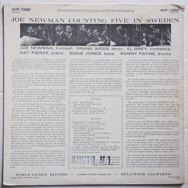 Joe Newman : Counting Five In Sweden (LP, Album, Mono)