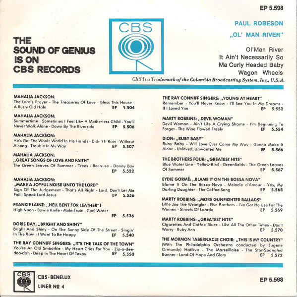 Paul Robeson : Ol' Man River (7", EP)