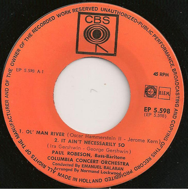 Paul Robeson : Ol' Man River (7", EP)