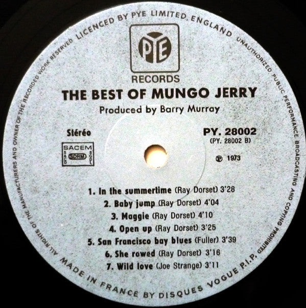Mungo Jerry : The Best Of Mungo Jerry (LP, Comp)
