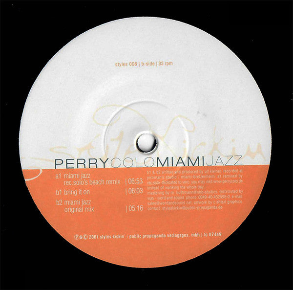 Perry Colo : Miami Jazz (12")