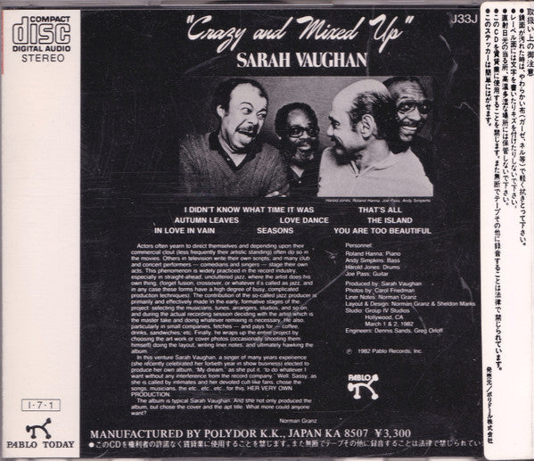 Sarah Vaughan : Crazy And Mixed Up (CD, Album, RE)