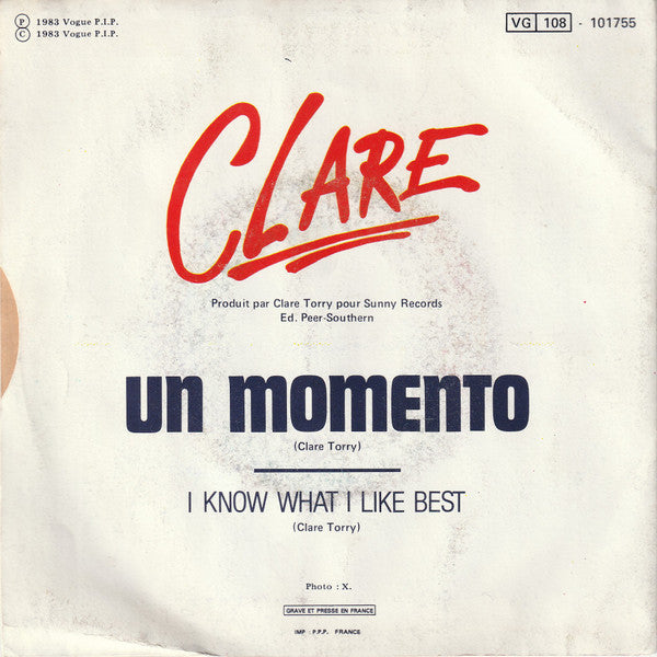 Clare Torry : Un Momento (7", Single)
