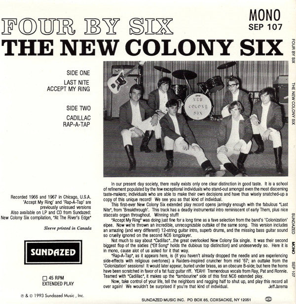 The New Colony Six : Four By Six (7", EP, Mono, Yel)