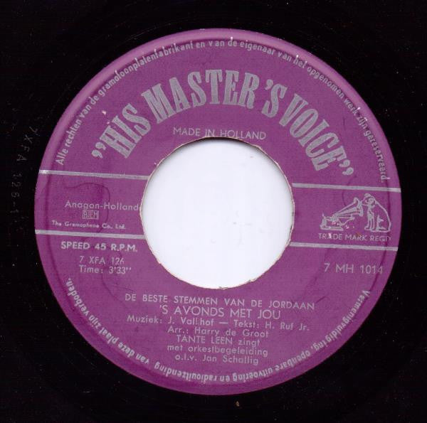 Tante Leen : 's Avonds Met Jou / Vroeger (7", Single)