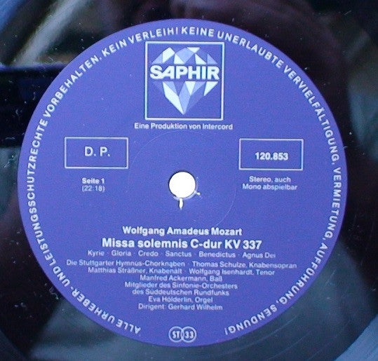 Wolfgang Amadeus Mozart / Franz Schubert, Stuttgarter Hymnus-Chorknaben, Sinfonie-Orchester Des Süddeutschen Rundfunks , Dirigent Gerhard Wilhelm : Missa Solemnis C-Dur KV 337 / Messe G-Dur (LP)