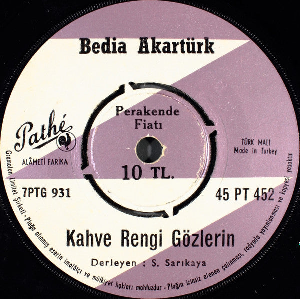 Bedia Akartürk : Kahve Rengi Gözlerin (7", Single)