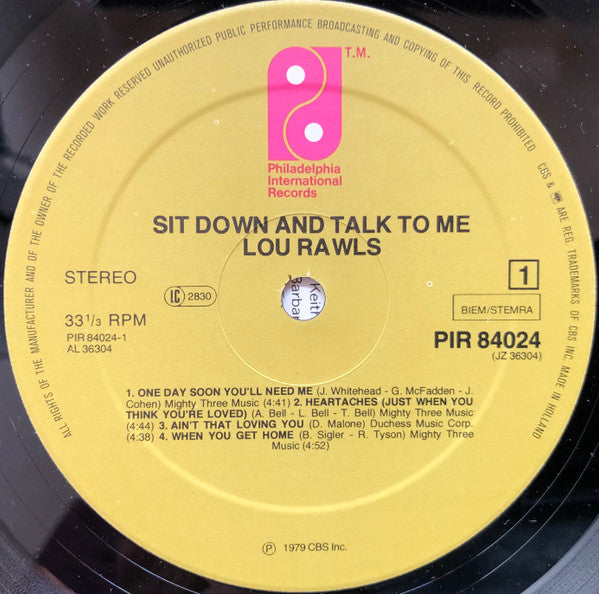 Lou Rawls : Sit Down And Talk To Me (LP, Album)