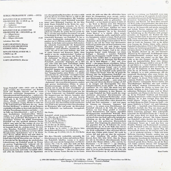 Sergei Prokofiev - Gary Graffman, George Szell, The Cleveland Orchestra : Konzerte Für Klavier Und Orchester Nr. 1 Des-Dur Op. 10 Und Nr. 3 A-Moll Op. 28 (LP)