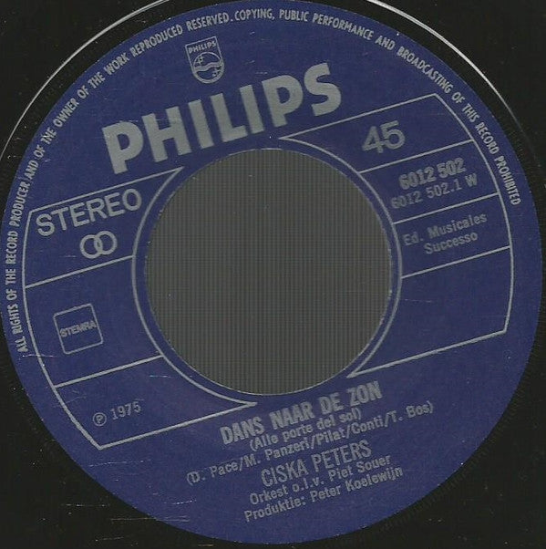Ciska Peters : Dans Naar De Zon / Iwan & Olga (7")