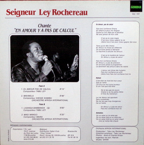 Tabu Ley Rochereau (avec) Orchestre Afrisa L'International : En Amour Y A Pas De Calcul (LP, Album)