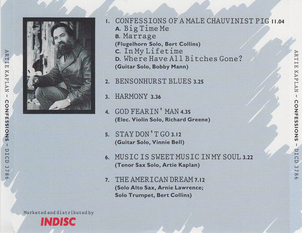 Artie Kaplan : Confessions Of A Male Chauvinist Pig (CD, Album, RE)