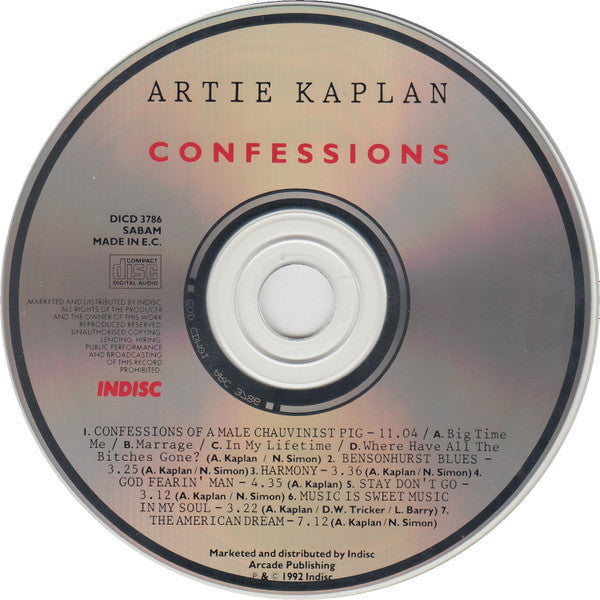 Artie Kaplan : Confessions Of A Male Chauvinist Pig (CD, Album, RE)