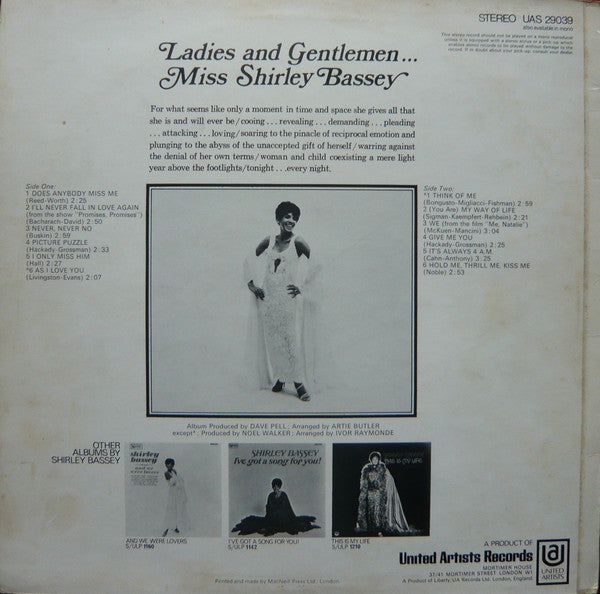 Shirley Bassey : Does Anybody Miss Me (LP, Album)