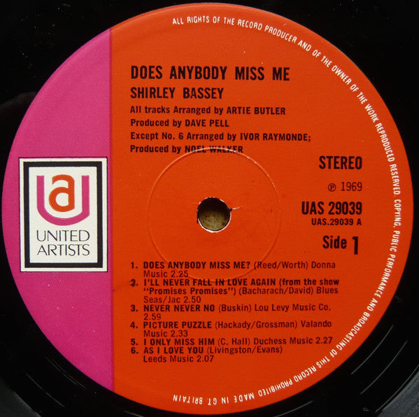 Shirley Bassey : Does Anybody Miss Me (LP, Album)