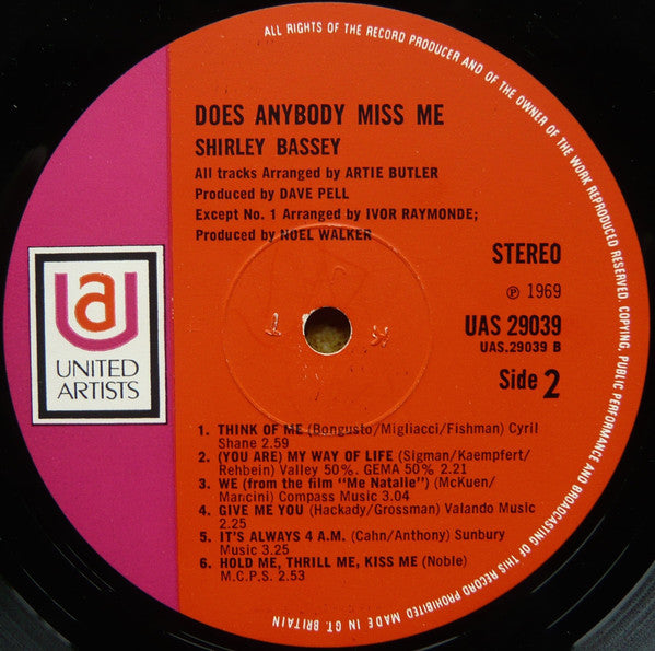 Shirley Bassey : Does Anybody Miss Me (LP, Album)