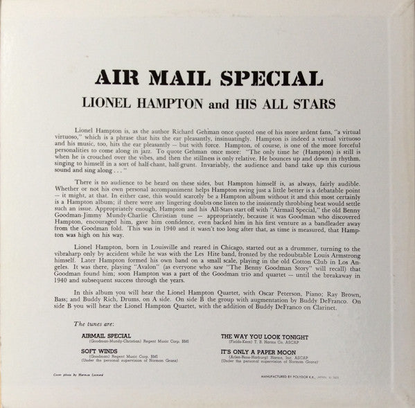 Lionel Hampton All Stars : Air Mail Special (LP, Album, Mono, RE)