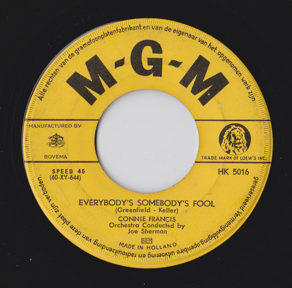 Connie Francis : Jealous Of You (7", Single)