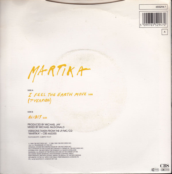 Martika : I Feel The Earth Move (7", Single)