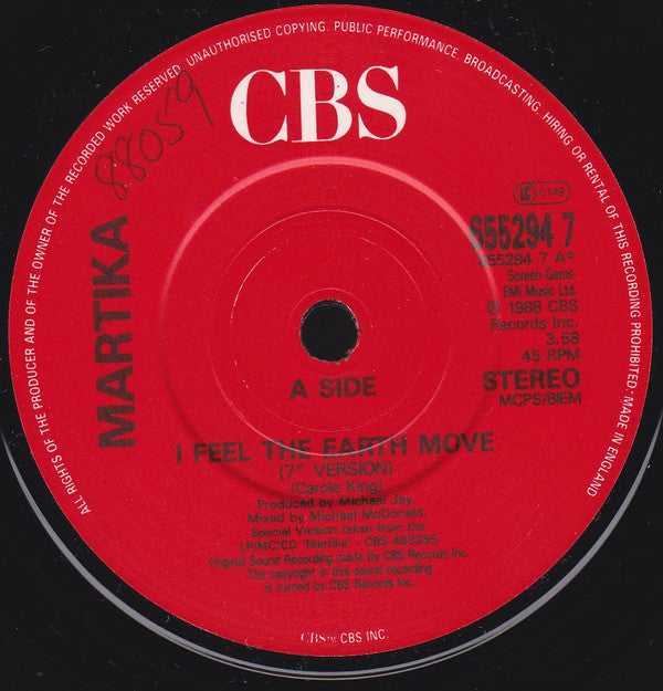 Martika : I Feel The Earth Move (7", Single)