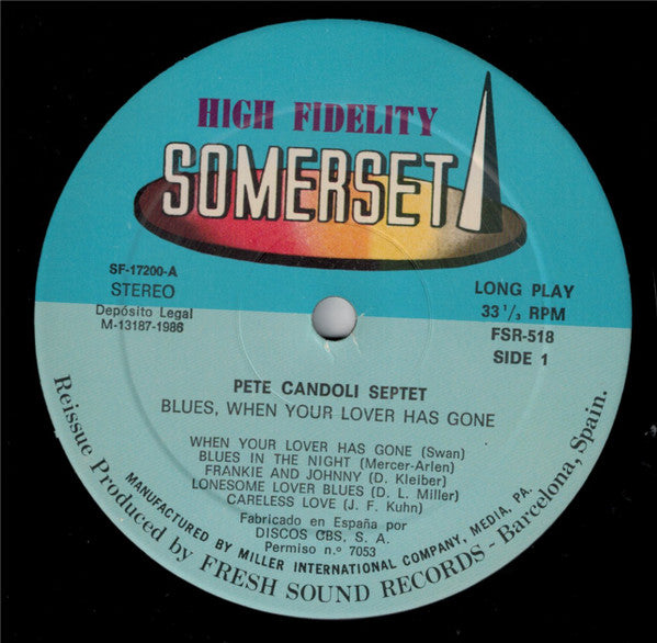 Pete Candoli Septet : Blues, When Your Lover Has Gone (LP, Album, RE)