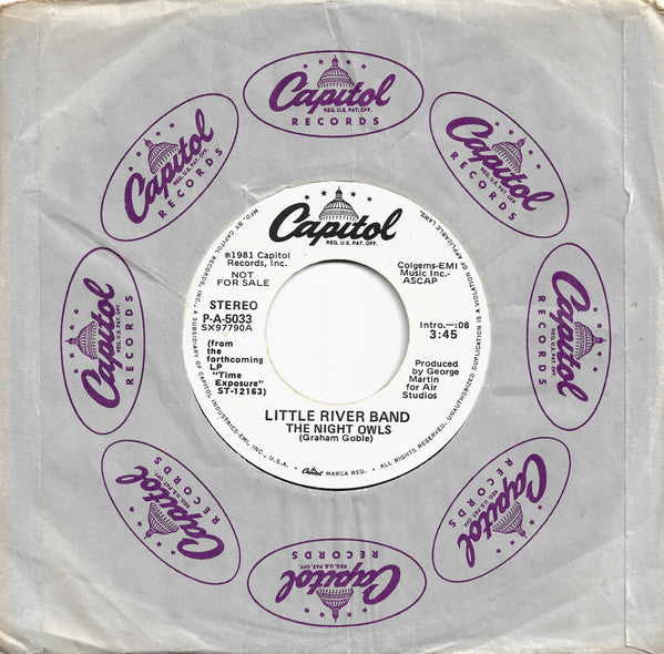 Little River Band : The Night Owls (7", Promo)