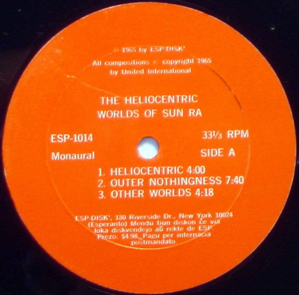 Sun Ra : The Heliocentric Worlds Of Sun Ra, Vol. I (LP, Album, Mono)