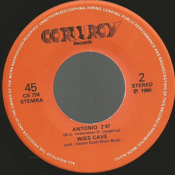 Wies Cavé : Ik Zal Je Heel Mijn Leven Niet Vergeten (7", Single)