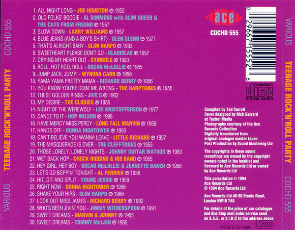 Various : "Teenage" Rock 'N Roll Party (CD, Comp)