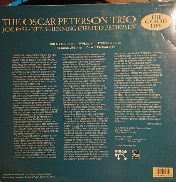 The Oscar Peterson Trio : The Good Life (LP, Album, RE, RM)