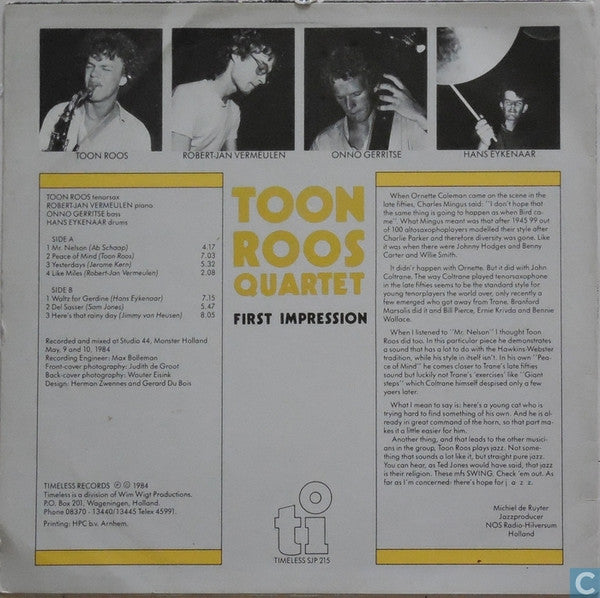 Toon Roos Quartet* : First Impression (LP)