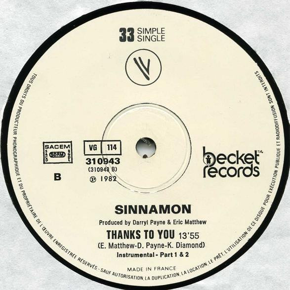 Sinnamon : Thanks To You (12", Ltd)