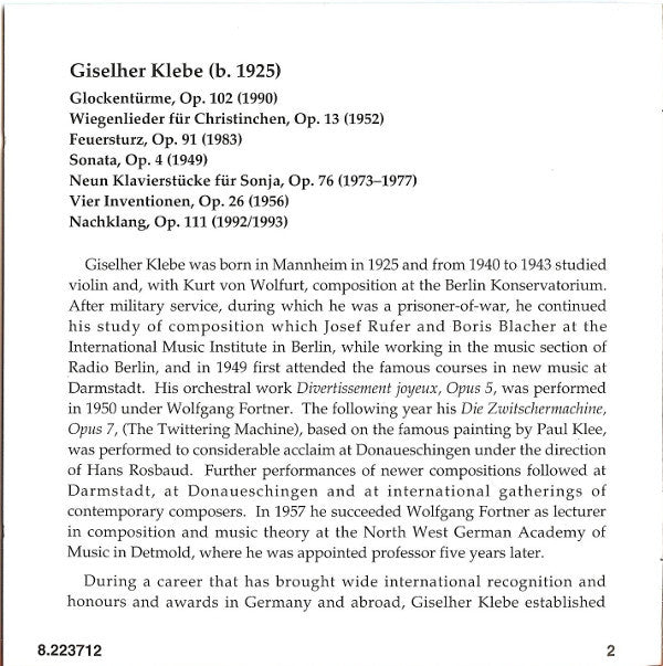 Giselher Klebe - Silke-Thora Matthies • Christian Köhn : Piano Music (CD, Album)