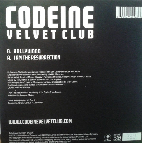 Codeine Velvet Club : Hollywood (7", Single, Num)