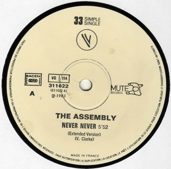 The Assembly : Never Never (Extended Version) (12", Single)