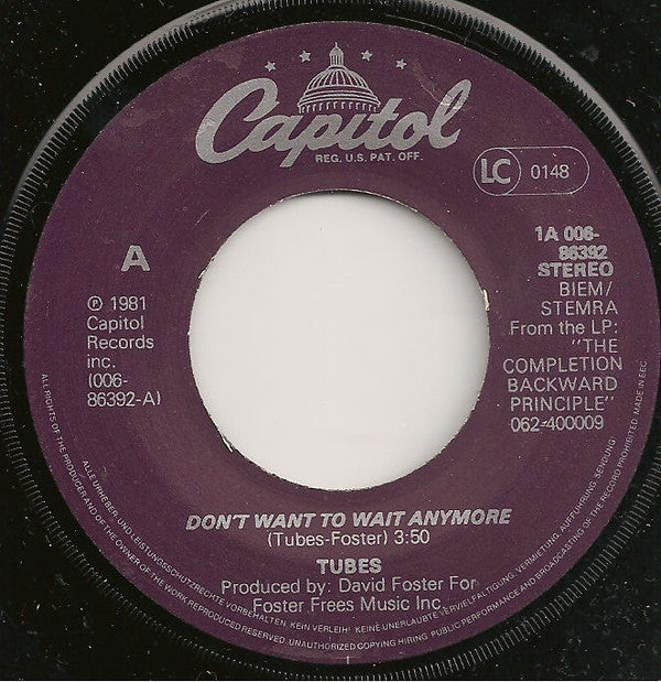 Tubes* : Don't Want To Wait Anymore (7", Single)