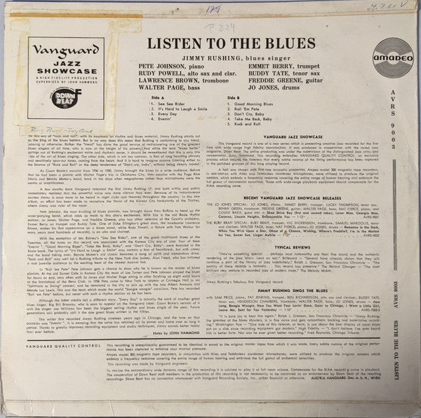 Jimmy Rushing : Listen To The Blues With Jimmy Rushing (LP, Album, RE)