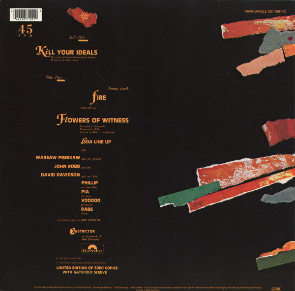 Phillip Boa & The Voodooclub : Kill Your Ideals (12", Maxi, Ltd, Gat)