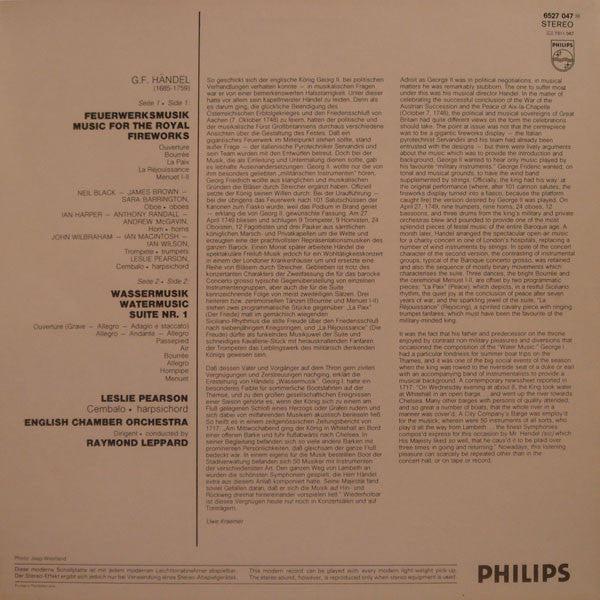 Georg Friedrich Händel, English Chamber Orchestra, Raymond Leppard : Feuerwerksmusik / Wassermusik (Suite) (LP, Comp)