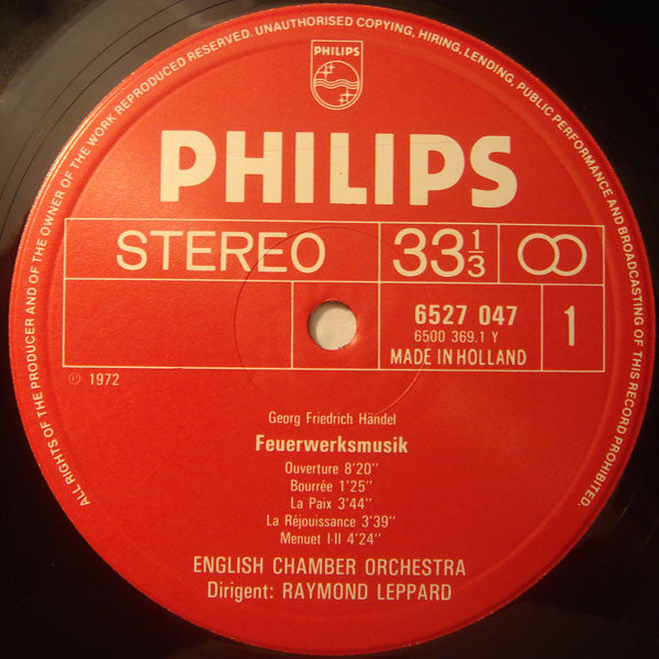 Georg Friedrich Händel, English Chamber Orchestra, Raymond Leppard : Feuerwerksmusik / Wassermusik (Suite) (LP, Comp)