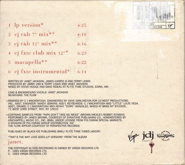 Janet Jackson : That's The Way Love Goes (CD, Single, Dig)