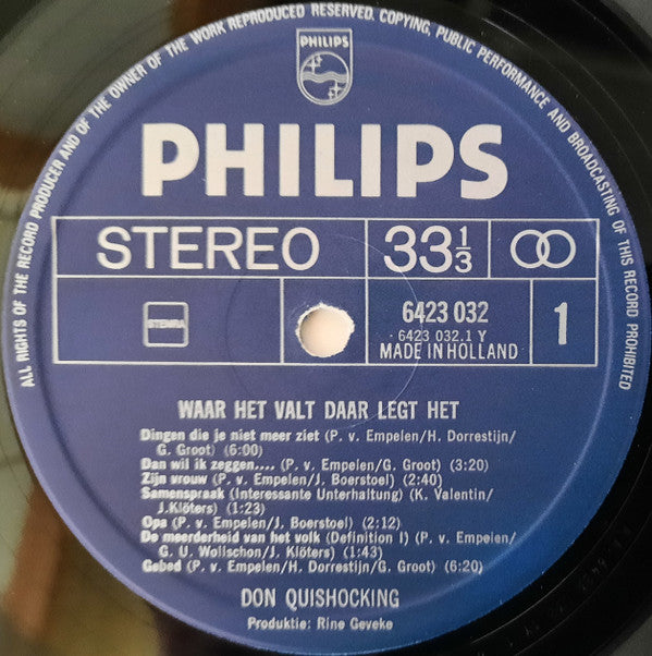 Don Quishocking : Waar Het Valt Daar Legt Het (LP, Album)