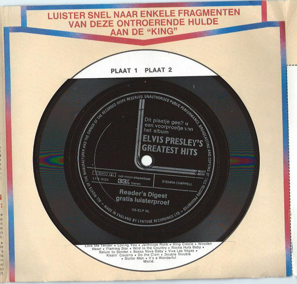 Elvis Presley : Een Levende Herinnering Aan "The King Of Rock 'N Roll" (Flexi, 6", S/Sided, Mono, Promo, Smplr)