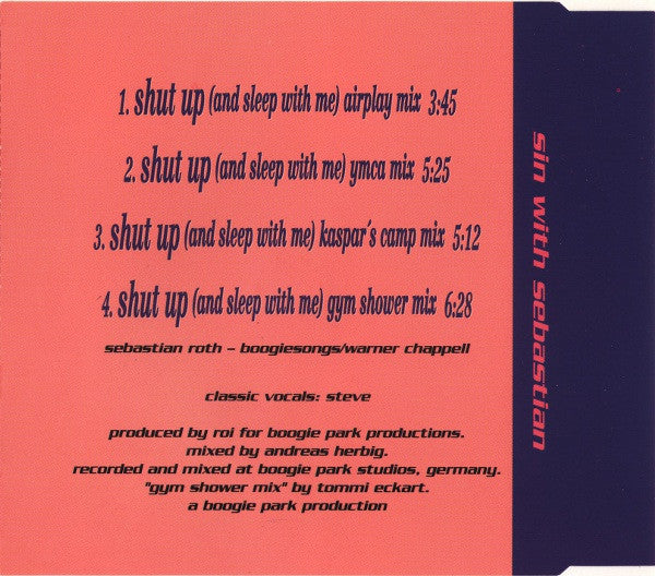 Sin With Sebastian : Shut Up (And Sleep With Me) (CD, Maxi)