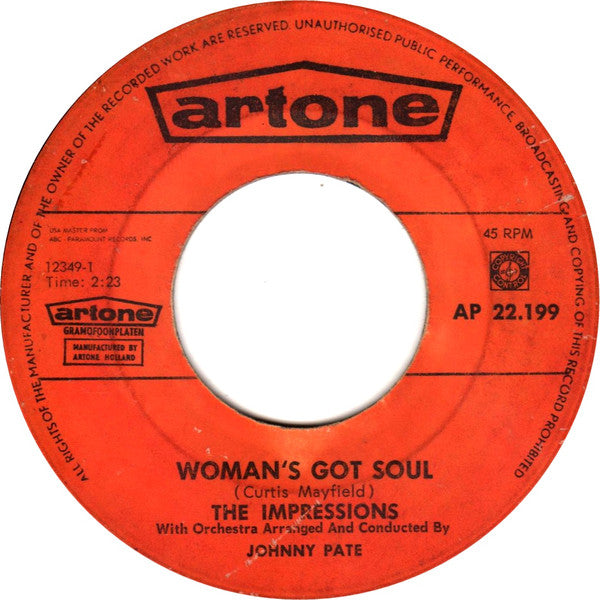 The Impressions : Woman's Got Soul (7", Single)