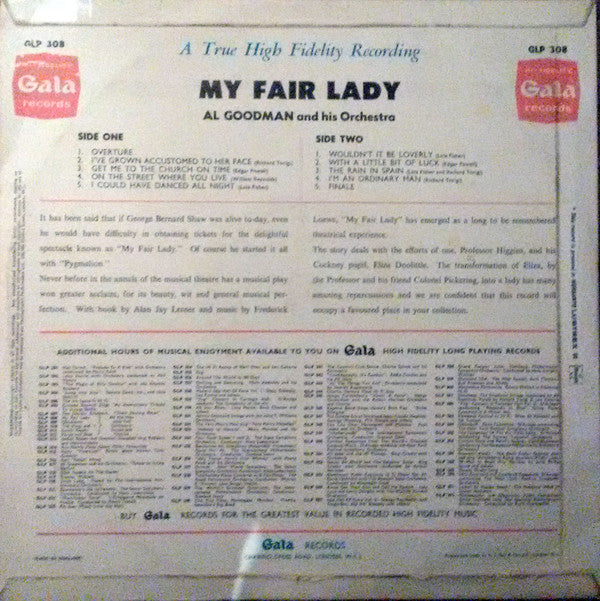 Al Goodman And His Orchestra : Lerner & Loewe : Lerner And Loewe's My Fair Lady (LP, Album)