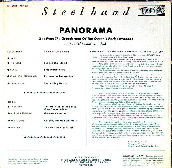 Various : Steelband Panorama Vol.1 (LP, Album)