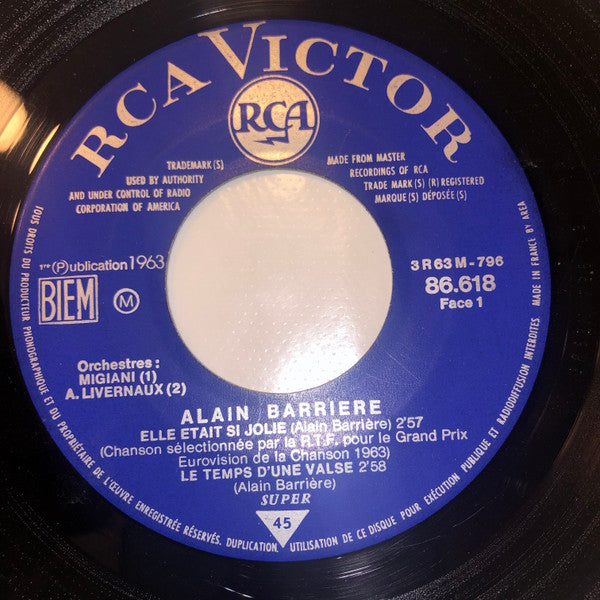 Alain Barrière : Elle Était Si Jolie (7", EP, Mono, RP, Jul)