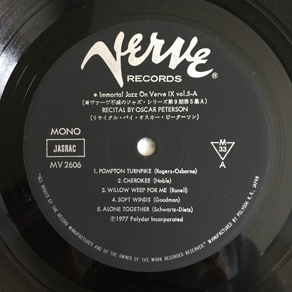 Oscar Peterson : Recital (LP, Album, Mono, RE)