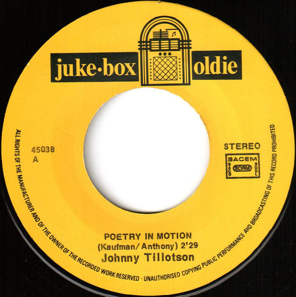 Johnny Tillotson : Poetry In Motion / Heartaches By The Number (7", Single)